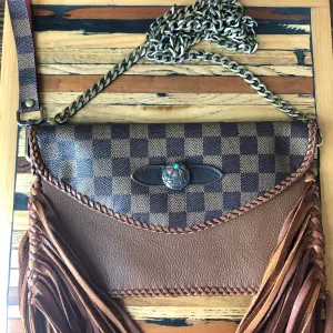 The Eagle - Fringed Cognac Vintage Wristlet/Crossbody/Clutch Bag