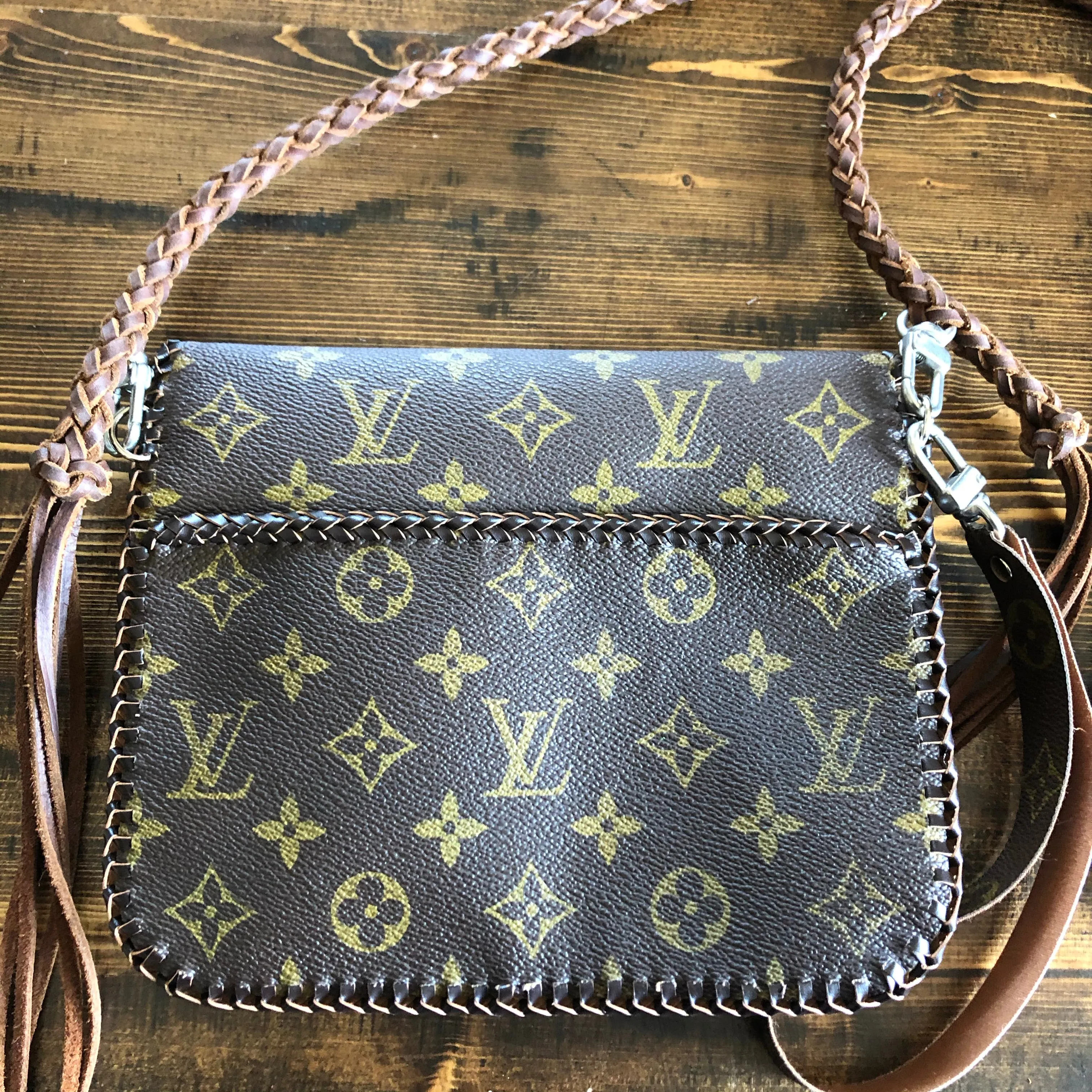 The Falcon with Back Pocket - Brown Monogram Wristlet/Crossbody/Clutch