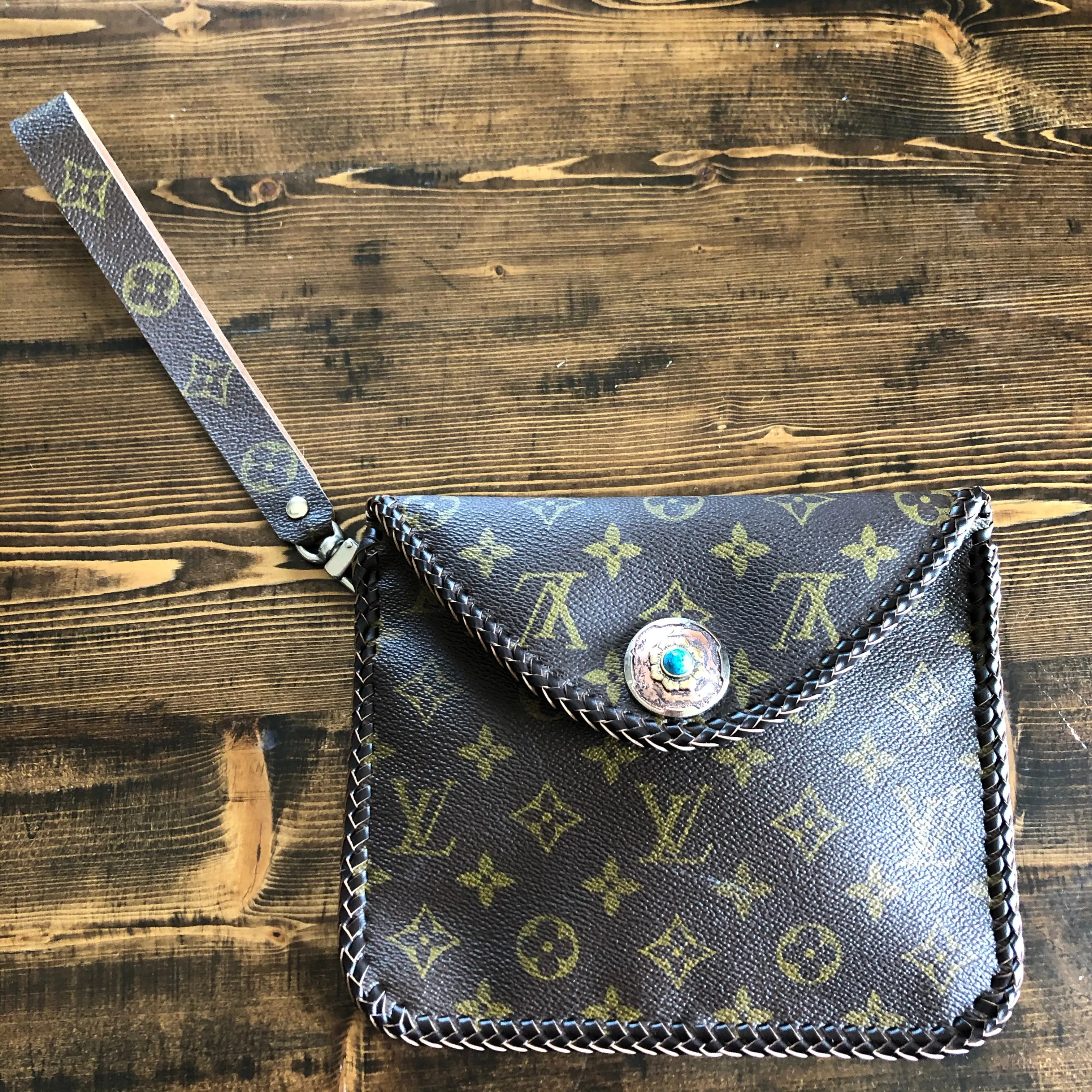 The Falcon with Back Pocket - Brown Monogram Wristlet/Crossbody/Clutch