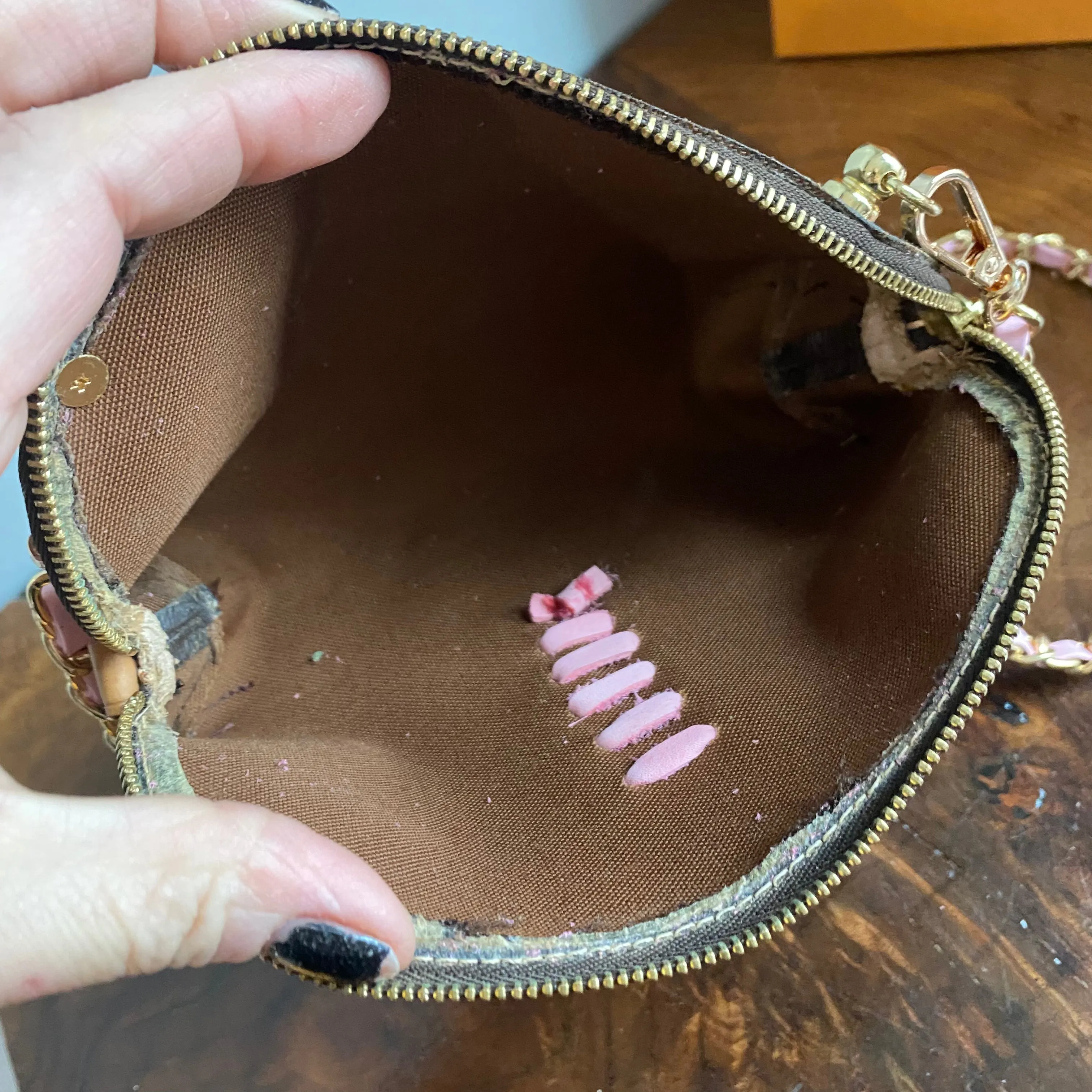 The Junco Crossbody Bag - Vintage Monogram in Pink Fringe