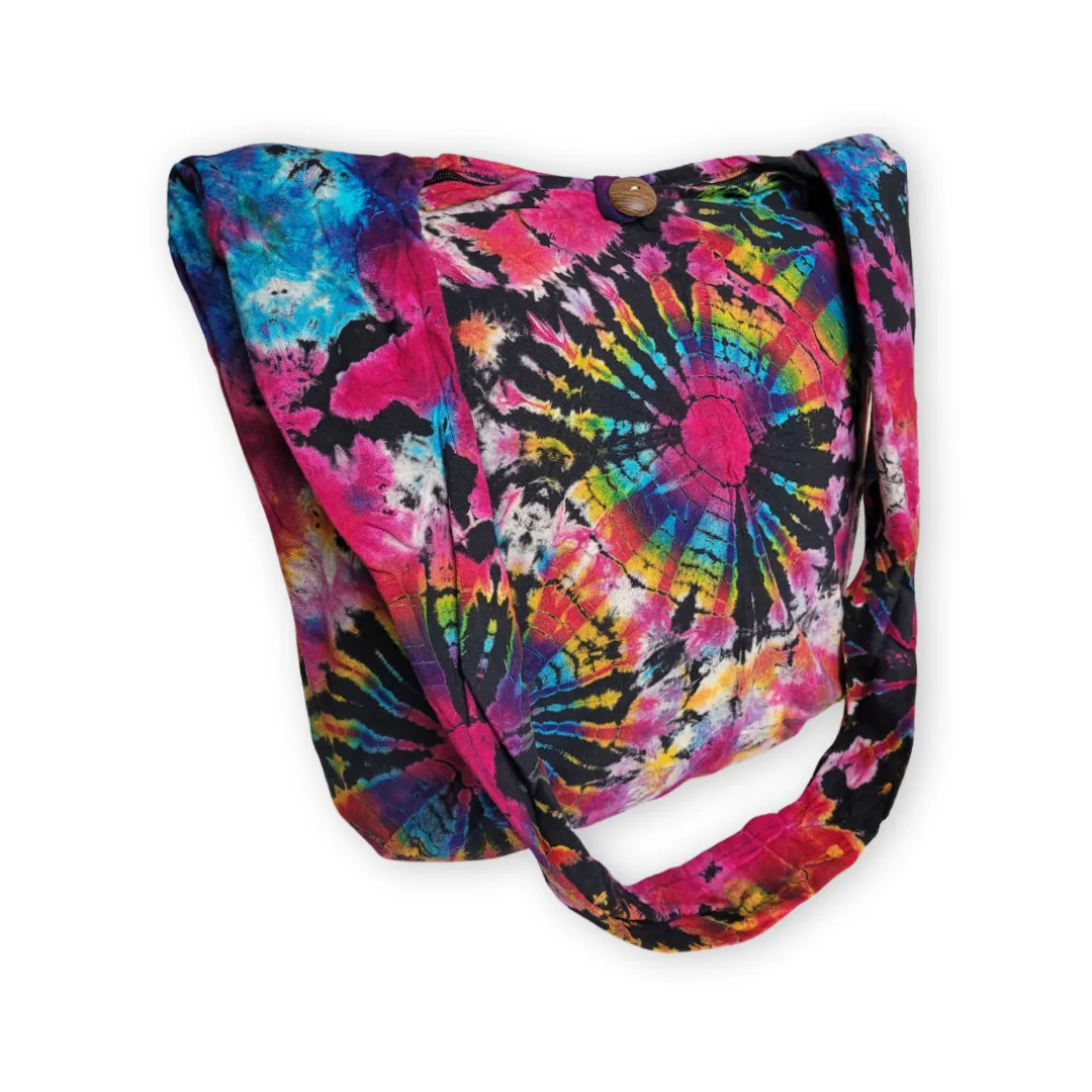 Tie Dye Bags Hobo Sling Shoulder Hippie Bohemian festival Top Zip Firework Colorful