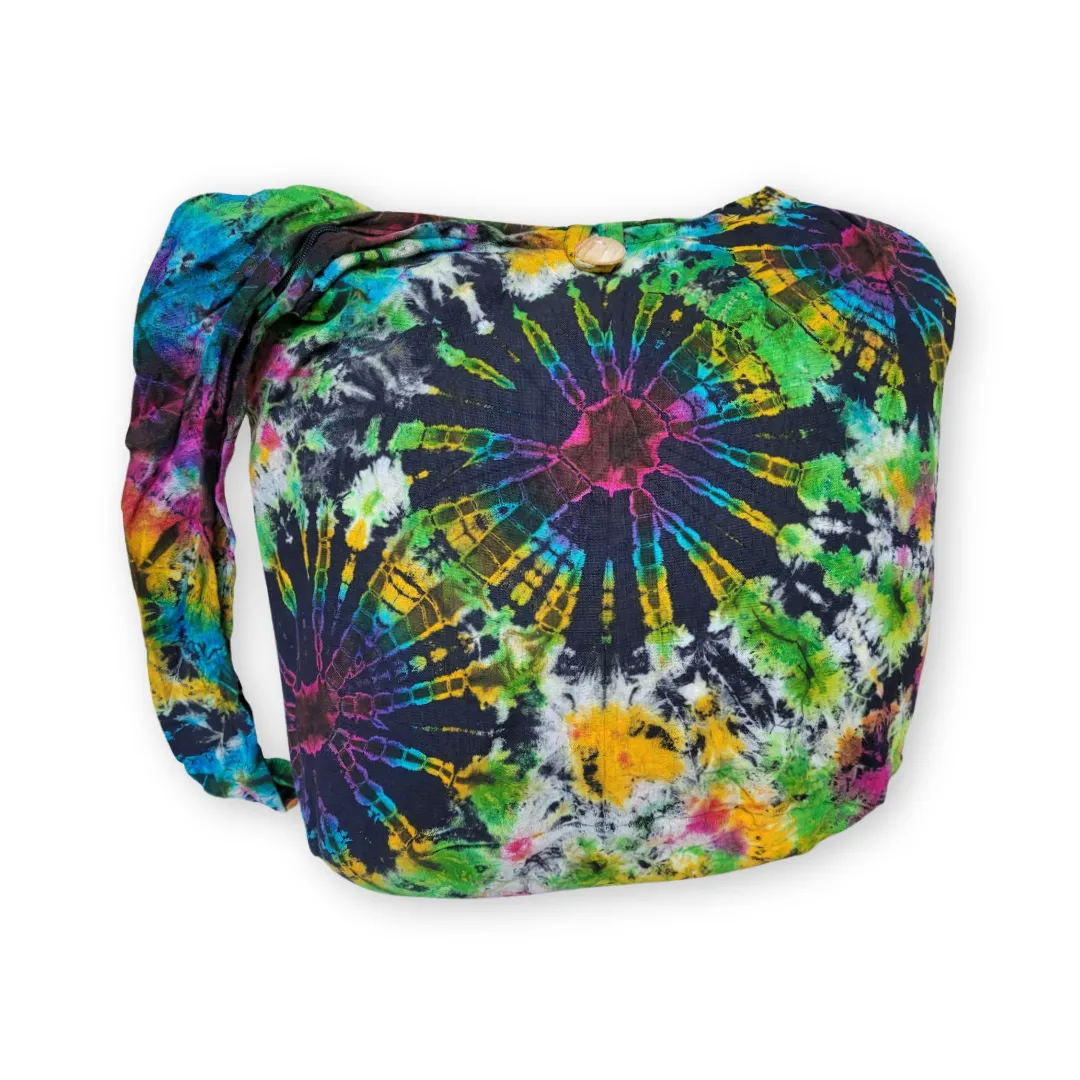 Tie Dye Bags Hobo Sling Shoulder Hippie Bohemian festival Top Zip Firework Colorful