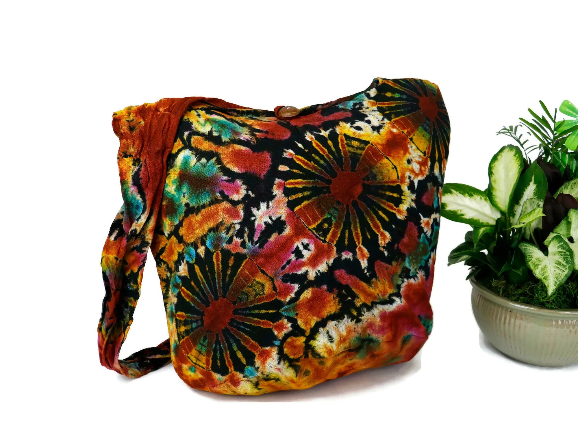 Tie Dye Bags Hobo Sling Shoulder Hippie Bohemian festival Top Zip Firework Colorful