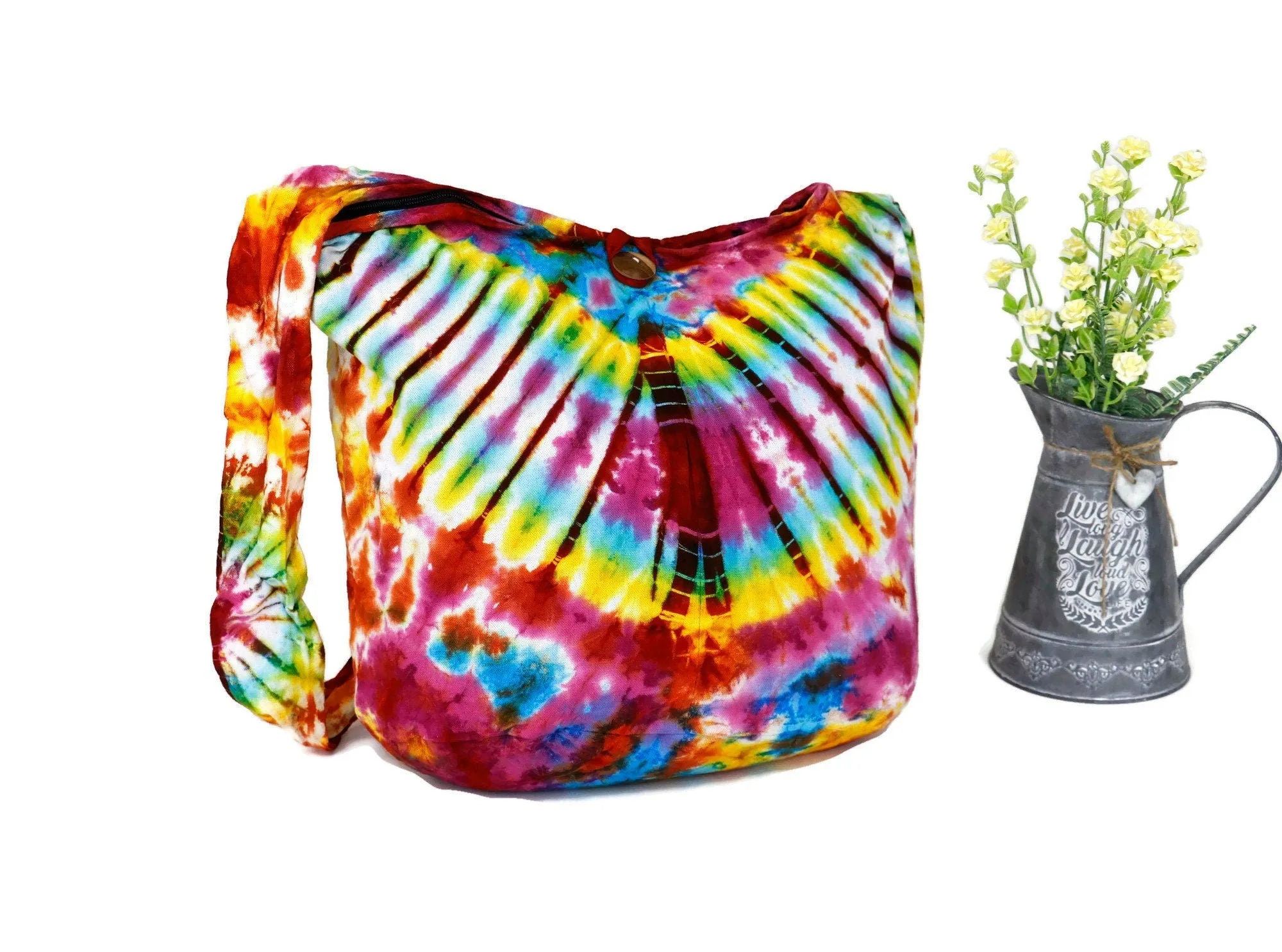 Tie Dye Bags Purse Hobo Tote Sling Shoulder cotton Messenger Bags Top Zip