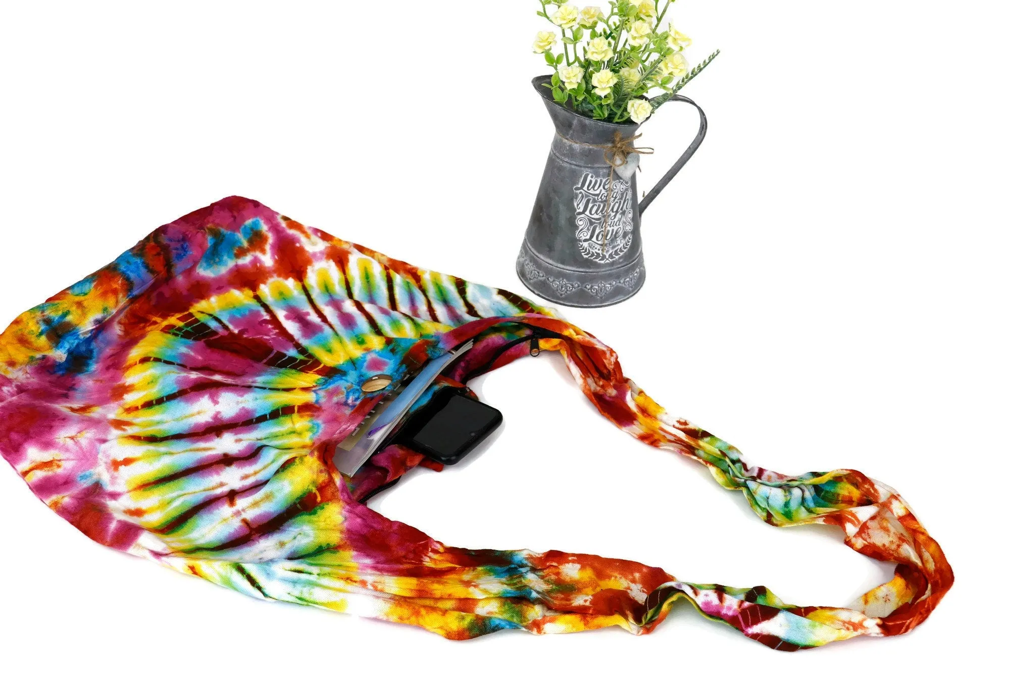 Tie Dye Bags Purse Hobo Tote Sling Shoulder cotton Messenger Bags Top Zip