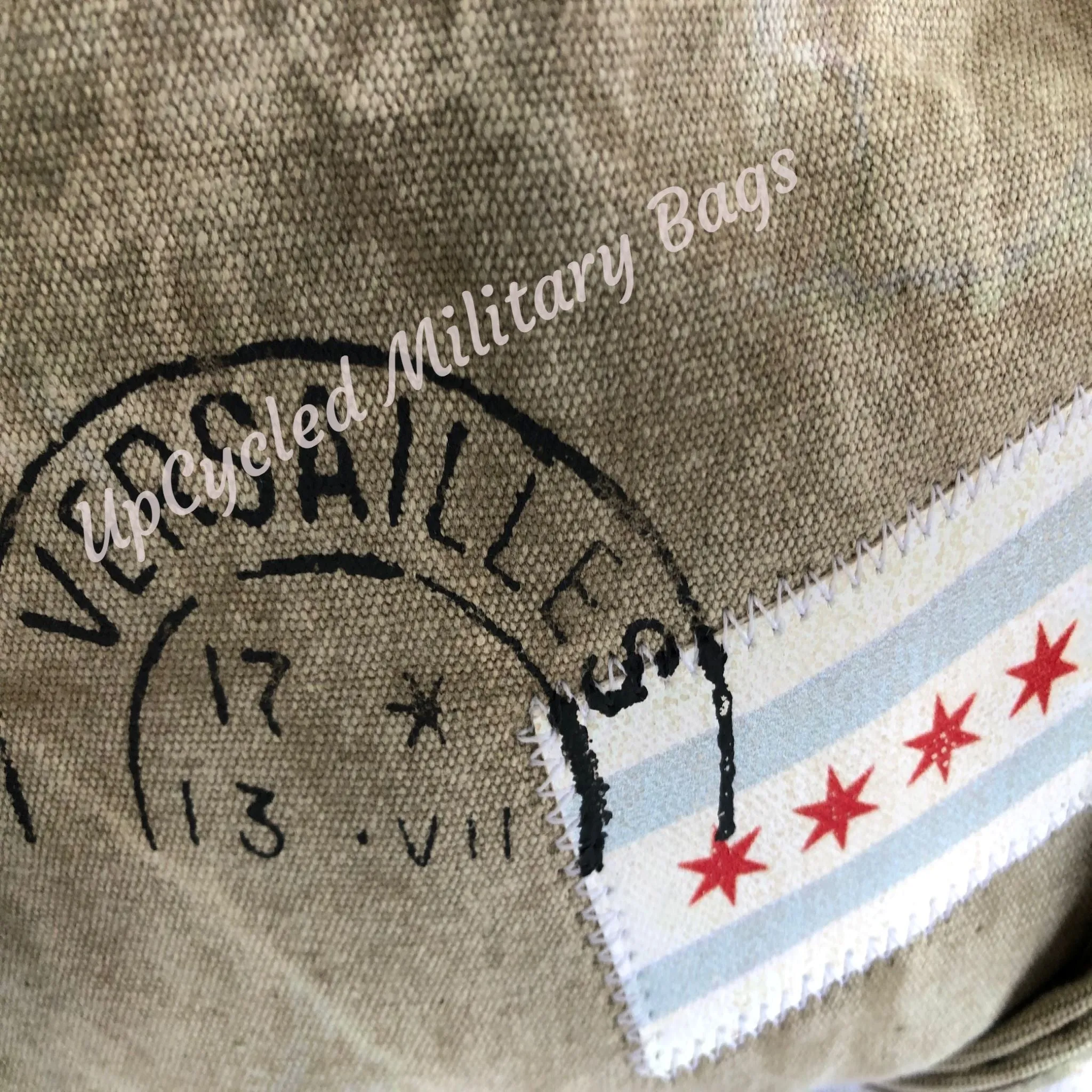 Travel Stamp Medium Size Backpack Sustainable Military Canvas Bag