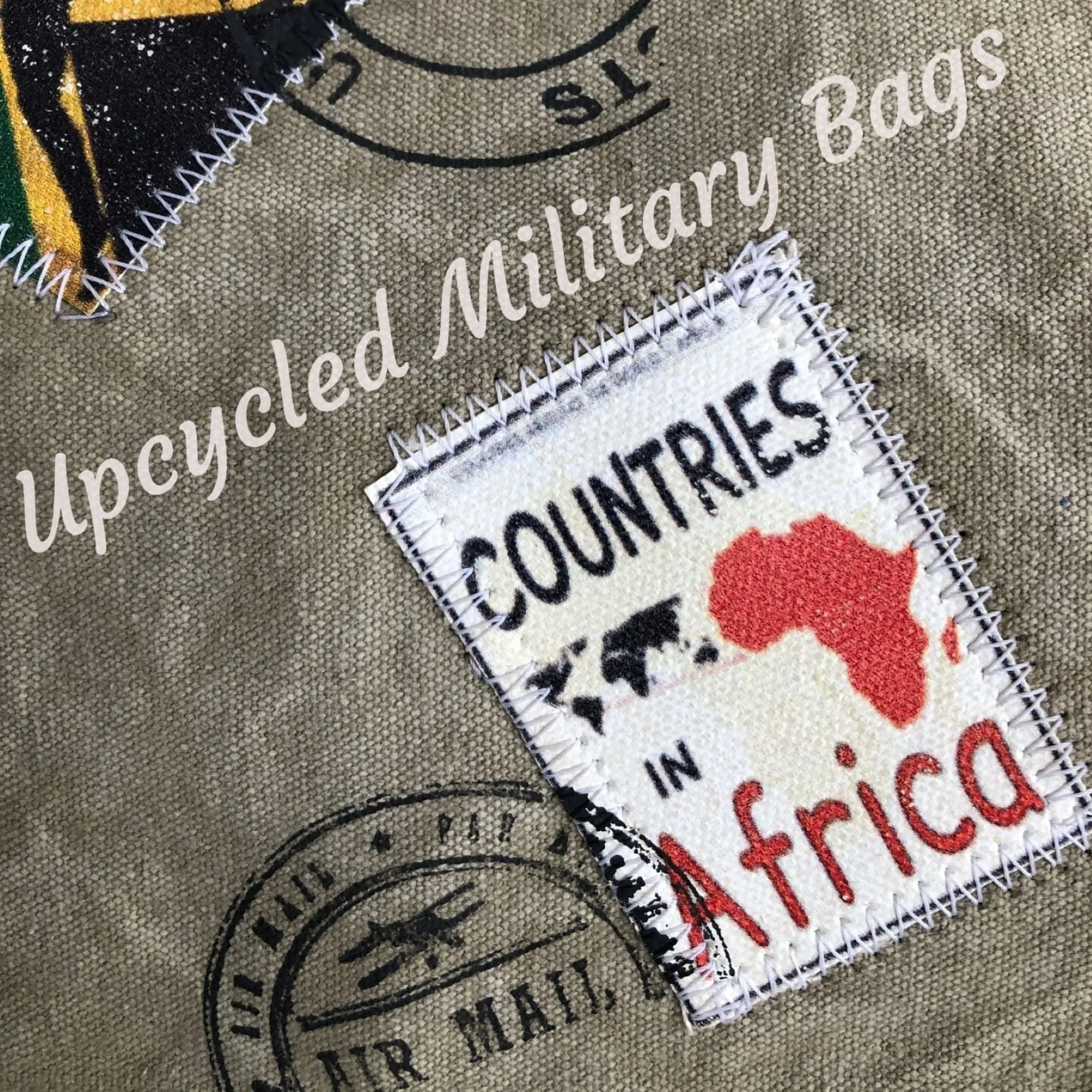 Travel Stamp Medium Size Backpack Sustainable Military Canvas Bag