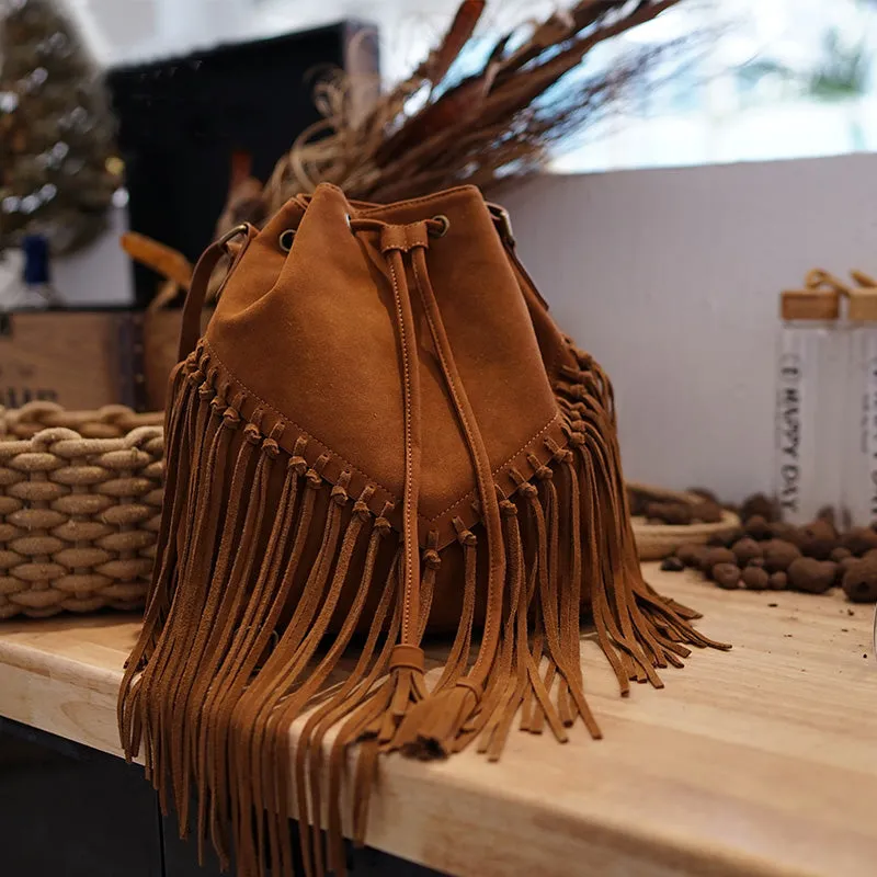 Vintage PU Leather Boho Crossbody Fringe Purse Shoulder Bag for Women