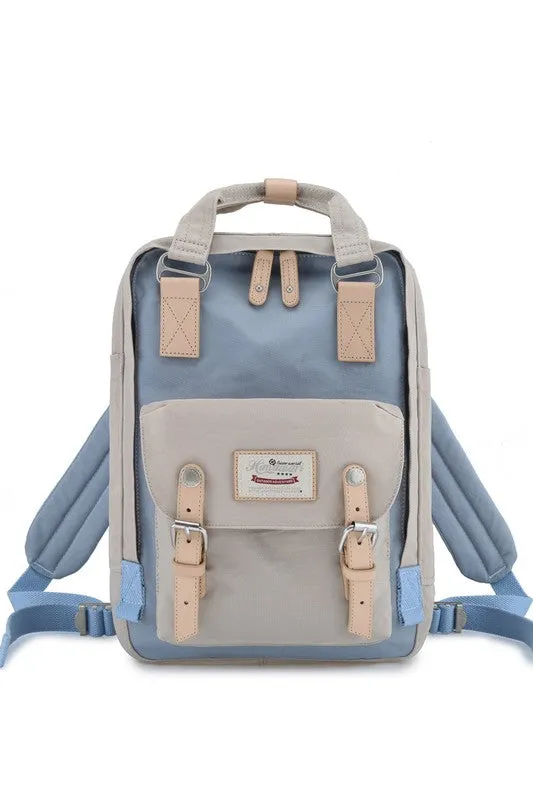 Vintage Style Blue/Pink Waterproof Backpack