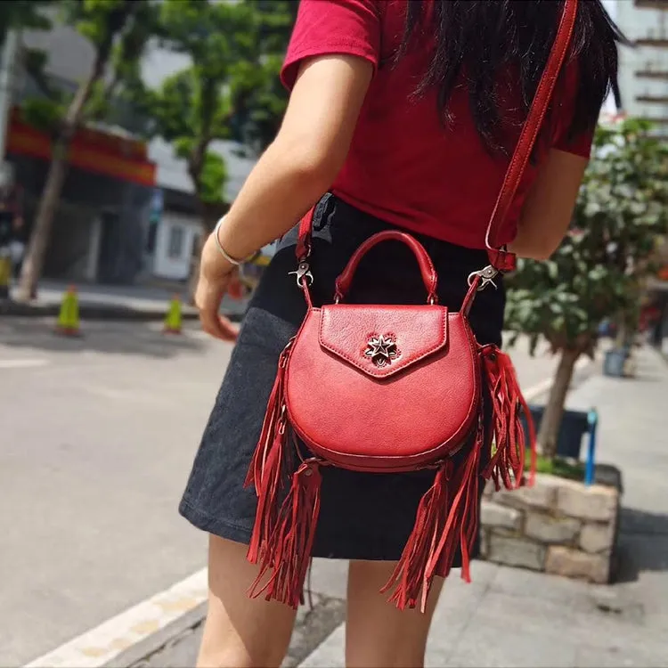 Vintage Womens Leather Fringe Crossbody Handbags Purse Small Shoulder Bag for Women