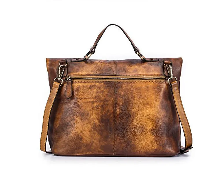 Western Ladies Brown Leather Side Bag Leather Crossbody Purse For Women