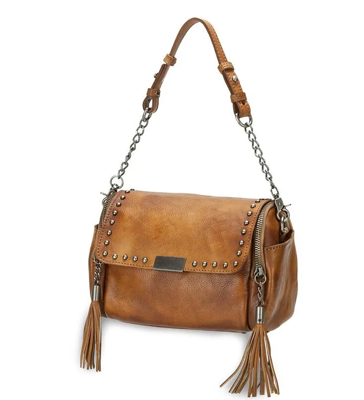 Western Leather Purse With Fringe For Women Boho Purses With Rivets