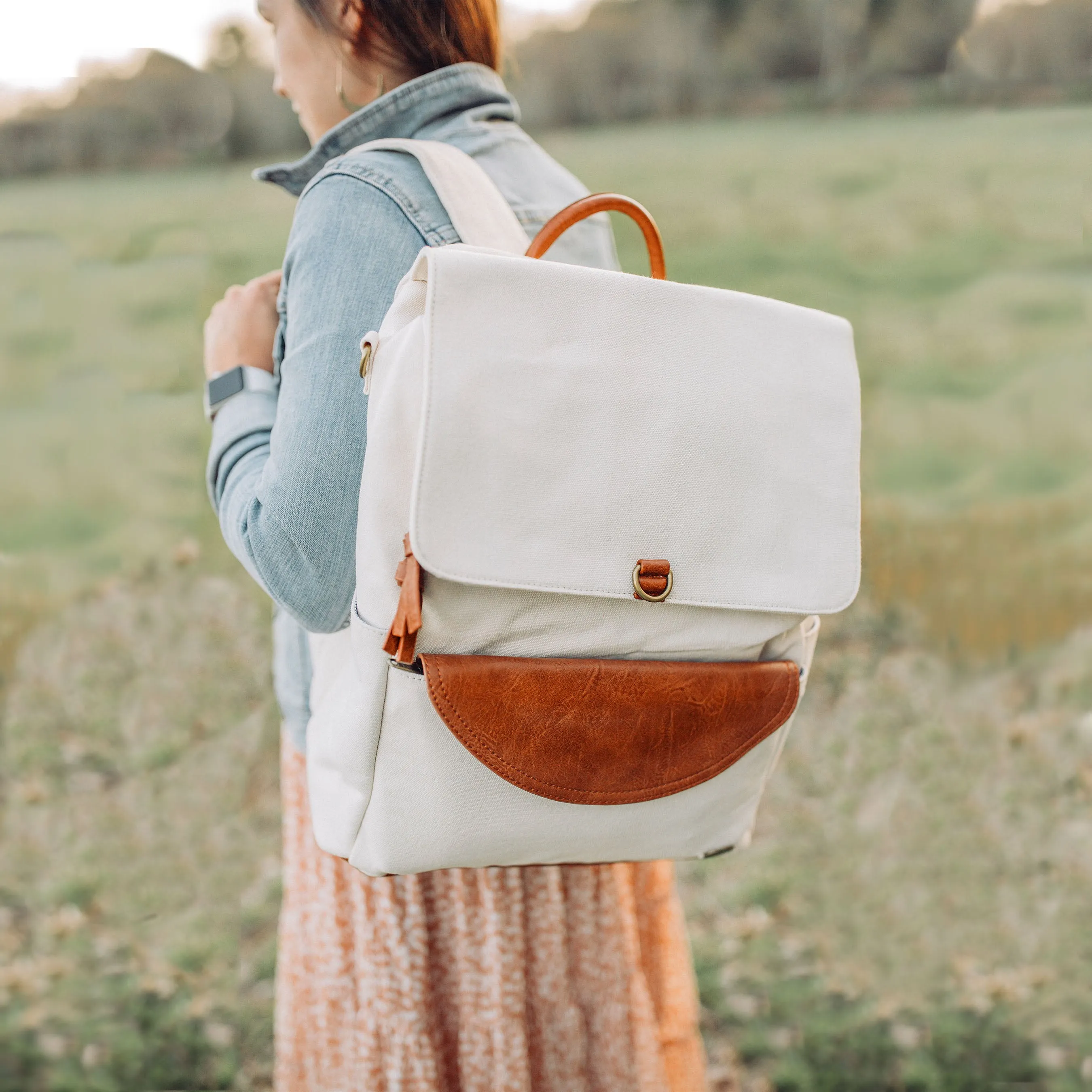 White Backpack Clutch Combo - Perfect for Moms & Students!