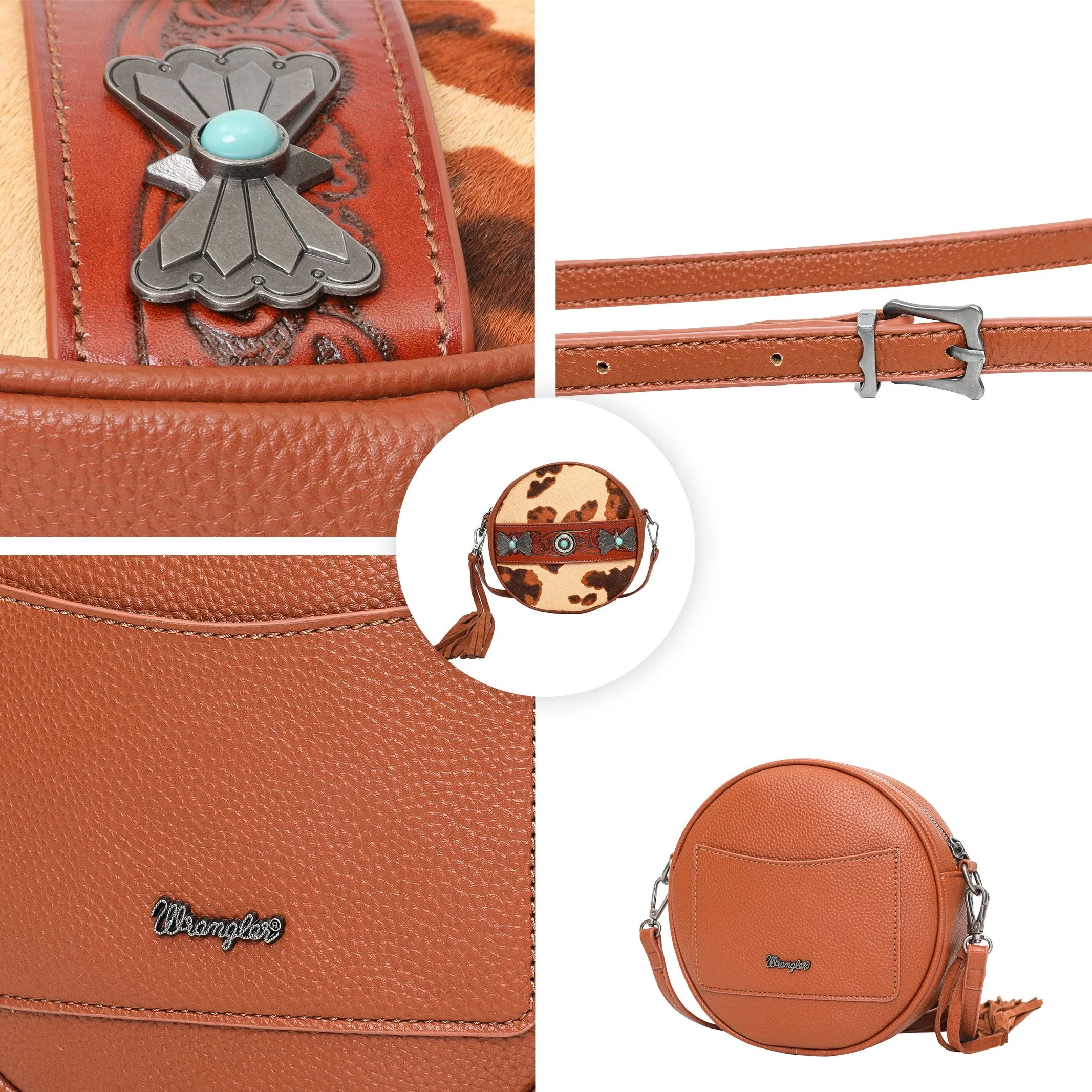 Wrangler Hair-on Collection Crossbody Circle Bag